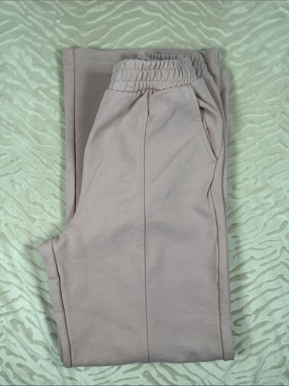 GAP Wide Leg Seamed French Terry Sweatpants in Dusty Pink Size S